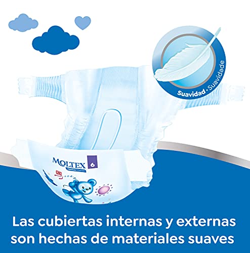 Moltex Premium Comfort Pañales Talla 6 (17-28 Kg) - 120 Pañales (4 Bolsas de 30 Unds)