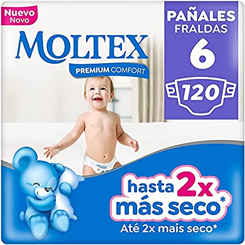 Moltex Premium Comfort Pañales Talla 6 (17-28 Kg) - 120 Pañales (4 Bolsas de 30 Unds)