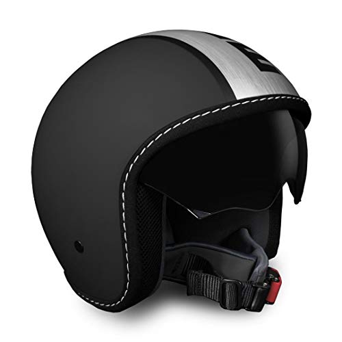 Momo Design Blade - Casco Jet Negro Mate y Satinado Talla L