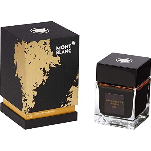 Montblanc Vaso de tinta 50 ml, colección Elixir caligrafía, color amarillo dorado, 119592