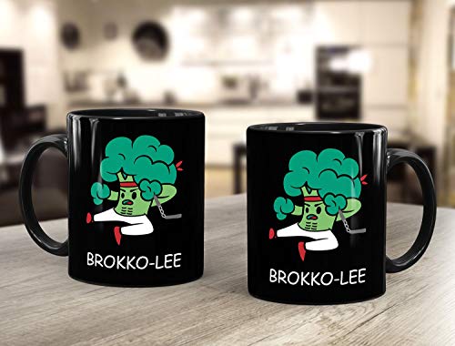 MoonWorks® Taza de café Brokko-lee Karate brócoli, verduras, color negro