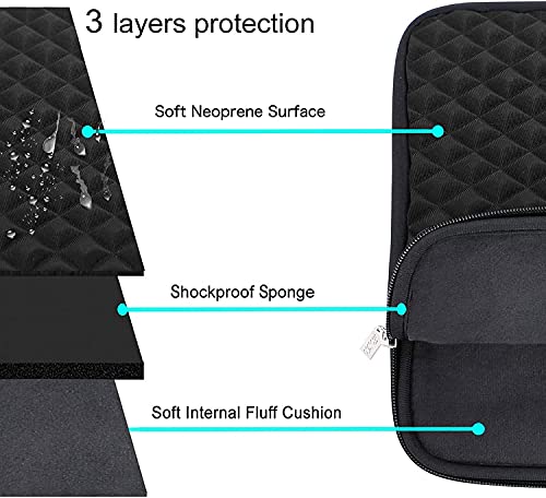 MOSISO Funda Blanda Compatible con MacBook Pro 14 2021 M1 Pro/M1 MAX A2442, Compatible con MacBook Air/Pro Retina,13-13,3 Pulgadas Portátil, Estilo Diamante Bolsa Blanda con Pequeño Caso,Negro