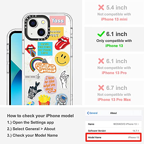 MOSNOVO Funda compatible con iPhone 13, Good Vibes Print para chicas, mujeres y hombres [Buffertech a prueba de choques] Funda transparente de TPU para teléfono diseñado para iPhone 13 de 6.1 pulgadas