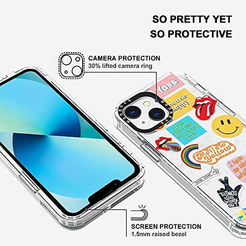 MOSNOVO Funda compatible con iPhone 13, Good Vibes Print para chicas, mujeres y hombres [Buffertech a prueba de choques] Funda transparente de TPU para teléfono diseñado para iPhone 13 de 6.1 pulgadas