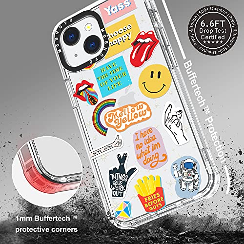 MOSNOVO Funda compatible con iPhone 13, Good Vibes Print para chicas, mujeres y hombres [Buffertech a prueba de choques] Funda transparente de TPU para teléfono diseñado para iPhone 13 de 6.1 pulgadas