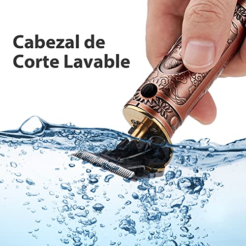 MOULEI Máquina de Cortar Pelo Profesional,Cortapelos inalámbrico Hombre Cortador de Pelo Recargable con Hoja T,Recortadora de Barba de Espacio Cero con 3 Peines-guía para Uso de Hogar y Peluquería