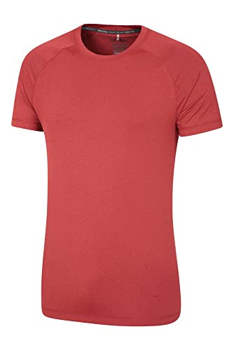 Mountain Warehouse Agra Camiseta mélange para Hombre - Ligera, cómoda, con Cuello Redondo, de Secado rápido y protección UV - para Viajar y Caminar Rojo S