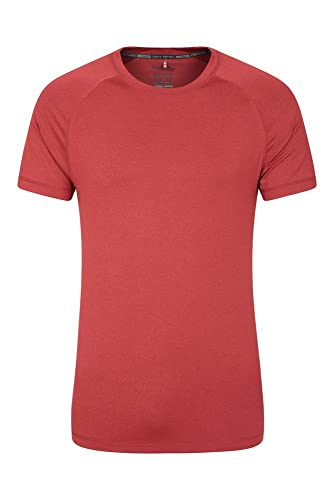 Mountain Warehouse Agra Camiseta mélange para Hombre - Ligera, cómoda, con Cuello Redondo, de Secado rápido y protección UV - para Viajar y Caminar Rojo S