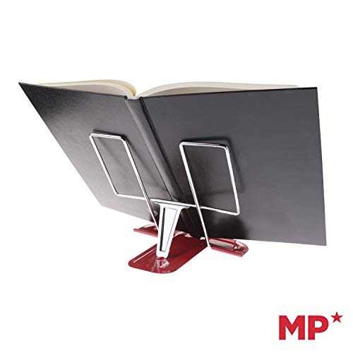 MP - Atril Estudio PREMIUM (Modelo 2021 Nuevo) Solo 170g, Atril para Libros Muy Ligero y Compacto. Muy Apto para llevar donde quieras. 3 Ángulos que se Amoldan para Libros, Agenda,Cocinas,Color Rojo