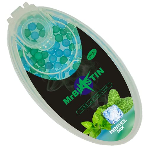 MrBlastin 100 Menthol Mix Mint Crushballs para inserción de filtro, 16 sabores a elegir disponibles, Menthol Mint Crushballs, Cápsulas con sabor. Haga clic en Inserts Beads (Mentol Mix)