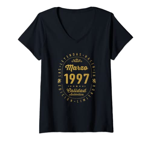 Mujer 25 años Cumpleaños Las Leyendas nacen en Marzo de 1997 Camiseta Cuello V