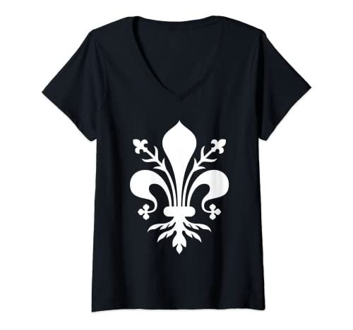 Mujer Renacimiento familia italiana Medici lirio Florencia blanco Camiseta Cuello V