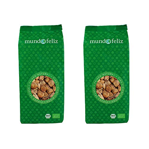 Mundo Feliz - Higos ecológicos secos, 2 bolsas de 500 g