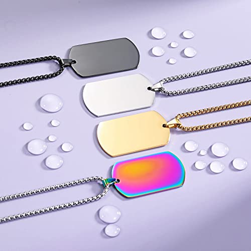 MunkiMix Personalizado Placas de identificación Collares con Texto e Imagen Grabados con Colgante de Imagen en Color/Blanco y Negro Regalo para Hombres/Mujeres Joyas grabadas. (6 Colores)