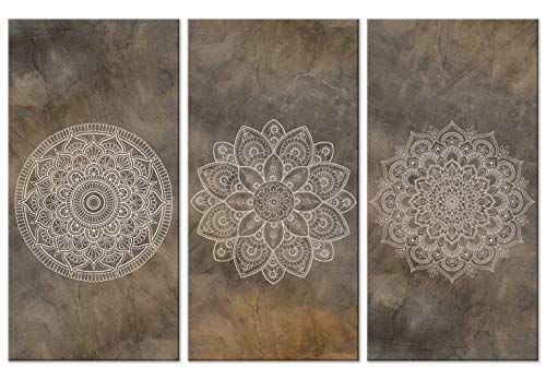 murando Cuadro en Lienzo Mandala 120x80 cm 3 partes Impresión en Material Tejido no Tejido Impresión Artística Imagen Gráfica Decoracion de Pared Ornament Zen Abstracto n-C-0311-b-e