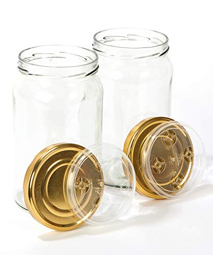 myFERMENTS Pack de 2 Tarros de Cristal con Tapa, Grandes (1.96 l)- Especial para Hacer Conservas, Fermentación, y Encurtidos.