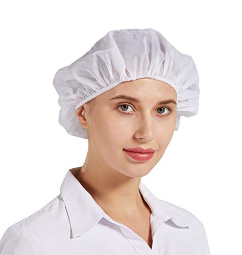 Nanxson 3Pcs Sombrero de chef Sombrero de malla Sombrero de pelo redes para el cabello para servicio de alimentos fábrica cocina trabajador de almacén de fábrica CF9047 (BLANCO, Talla única)