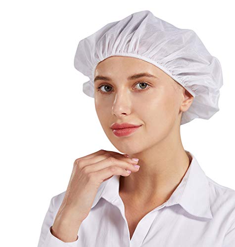 Nanxson 3Pcs Sombrero de chef Sombrero de malla Sombrero de pelo redes para el cabello para servicio de alimentos fábrica cocina trabajador de almacén de fábrica CF9047 (BLANCO, Talla única)