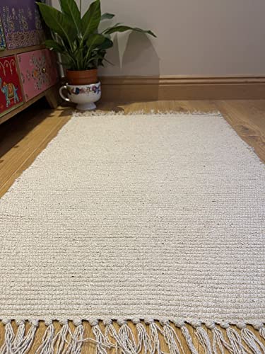 Natural Hush - Alfombra de algodón suave (60 x 90 cm), color crema