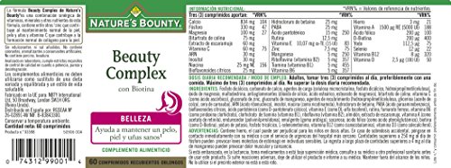 Nature's Bounty Beauty Complex Con Biotina - Comprimidos, One size, Vanilla, 60 Unidad (Paquete de 1)