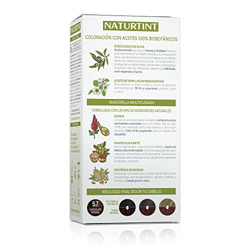 Naturtint Coloración. Tinte sin Amoniaco.100% Cobertura de Canas. Ingredientes Vegetales. Color Natural. 5.7 Castaño Claro. Pack de 3