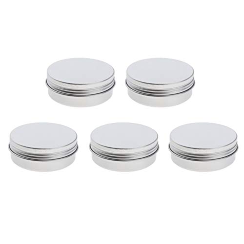 N\C 5X Latas de Aluminio Vacías con Tapas Contenedor de Bálsamos Labial Envase de Cosméticos - 60g, 7 x 2.8cm