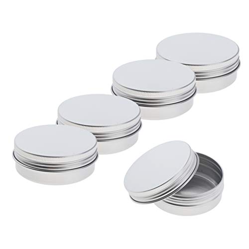 N\C 5X Latas de Aluminio Vacías con Tapas Contenedor de Bálsamos Labial Envase de Cosméticos - 60g, 7 x 2.8cm