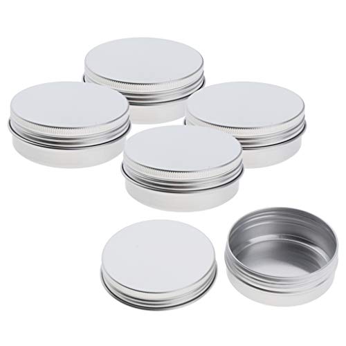 N\C 5X Latas de Aluminio Vacías con Tapas Contenedor de Bálsamos Labial Envase de Cosméticos - 60g, 7 x 2.8cm