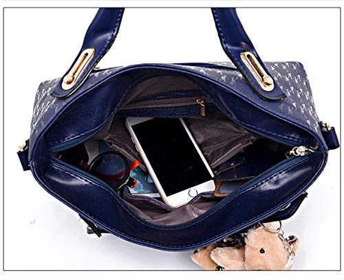 N/D FGXY 4 Bolsos De Piel Para Mujer Bandolera, Bolso De Cuero De La PU De La Manera, Bolso De Las señoras De La Moda, Señoras Personalidad Bolsa De Cosméticos 4 Unidades Set (Azul)