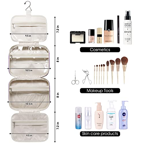 Neceser colgante grande bolsa de maquillaje de viaje organizador cosmético para mujeres y niñas, Morado (Actualización), free