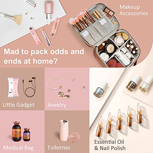 Neceser Maquillaje Bolsa de Maquillaje Cosméticos Beauty Case de Viaje Maletin Manicura Joyero Organizador Esmalte de Uñas Estuche Maquillaje Vacio para Mujer Viaje Profesional Cuero de PU, Marrón