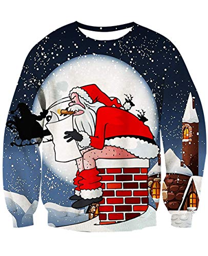 NEWISTAR Jersey de Navidad unisex 3D para hombre y mujer, tallas S-3XL, Ugly Papá Noel., XXXL