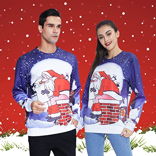 NEWISTAR Jersey de Navidad unisex 3D para hombre y mujer, tallas S-3XL, Ugly Papá Noel., XXXL