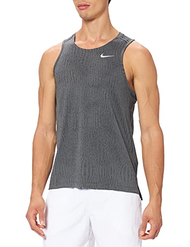 NIKE M Nk Miler Tank Jaquard FF Top/Singlet, Hombre, Black/Iron Grey/Reflective silv, S