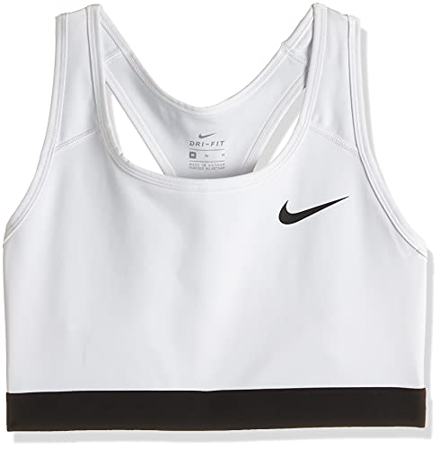 NIKE Med Band Bra Non Pad Sujetador de Deporte, Mujer, White/Black/(Black), M