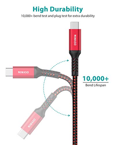 NIMASO Cable USB C a USB C(3 Pack:0.3m+1m+2m),Cable Tipo C Carga Rápida 60W 20V/3A Nylon Duradero Trenzado Compatible con Galaxy S21/S21+/S21 Ultra/S20/S10,Note10,Google Pixel 3a XL,Huawei P30,Macbook
