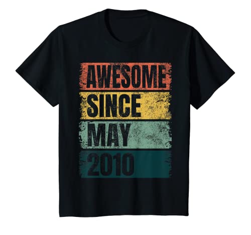 Niños Retro Colors 11 cumpleaños para niños impresionante desde mayo 2010 Camiseta