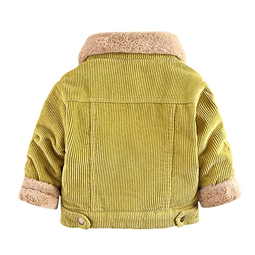 Niños y Niñas Chaqueta Unisex de Pana Sólida Cálida Cuello Vuelto de Manga Larga Forrado de Vellón Abrigo con Botones Niños Infantiles Ropa de Gabán Casual Bebé Otoño Invierno Ropa Abrigo 12-18 M