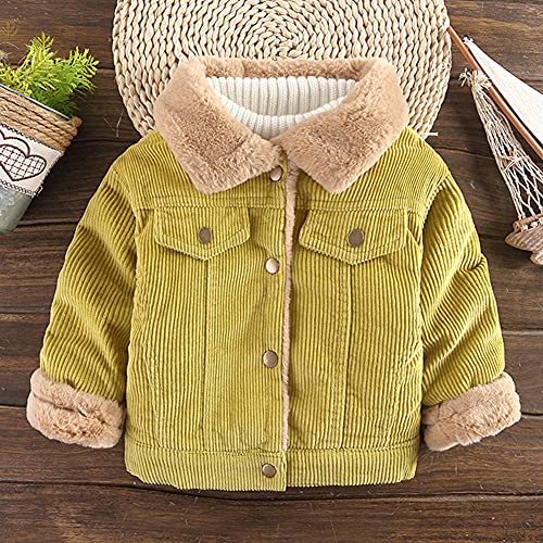 Niños y Niñas Chaqueta Unisex de Pana Sólida Cálida Cuello Vuelto de Manga Larga Forrado de Vellón Abrigo con Botones Niños Infantiles Ropa de Gabán Casual Bebé Otoño Invierno Ropa Abrigo 12-18 M