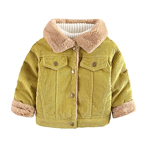 Niños y Niñas Chaqueta Unisex de Pana Sólida Cálida Cuello Vuelto de Manga Larga Forrado de Vellón Abrigo con Botones Niños Infantiles Ropa de Gabán Casual Bebé Otoño Invierno Ropa Abrigo 12-18 M