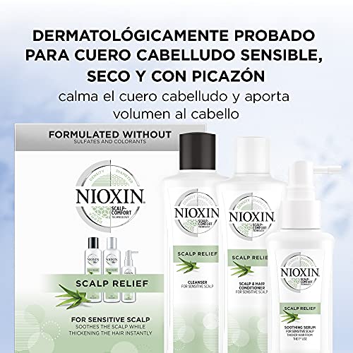 Nioxin Scalp Relief | Kit 3 pasos | Cuero cabelludo sensible, seco y con picores | 200ml+ 200ml +100ml