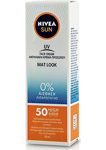 Nivea Crema de control de brillo facial UV Sun Protector solar para Mat Look SPF50, 50 ml