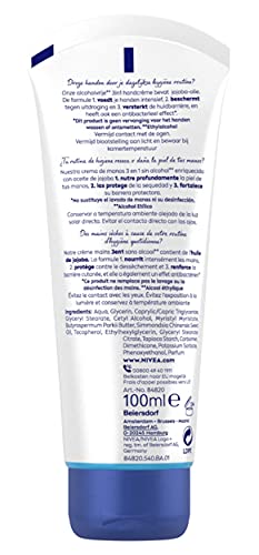 NIVEA Crema de Manos 3in1 Care & Protect Antibacterial en pack de 6 (6 x 100 ml), crema nutritiva para proteger de la sequedad, crema protectora con aceite de jojoba