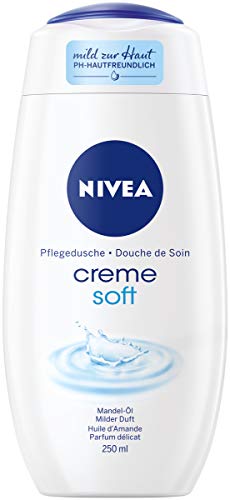 Nivea Creme Soft Shower Gel (250 ml) Mild Scented Shower Gel with Velvety Soft Foam, Silky Cream Shower with Almond Oil