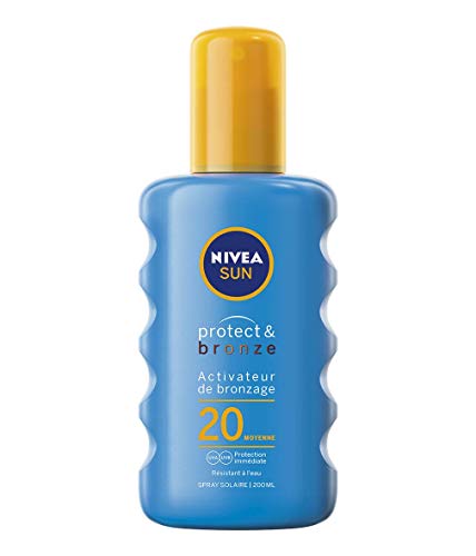 NIVEA SUN Spray solar activador de bronceado Protect & Bronze FPS 20 (1 x 200 ml), crema solar con protección solar UVA/UVB para un bronceado natural