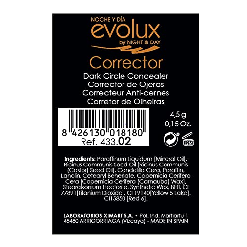 NOCHE Y DIA EVOLUX Dark Circle Concealer, Corrector de Ojeras en Barra Color N.02 Rosa Salmón, 4.5 Gramos