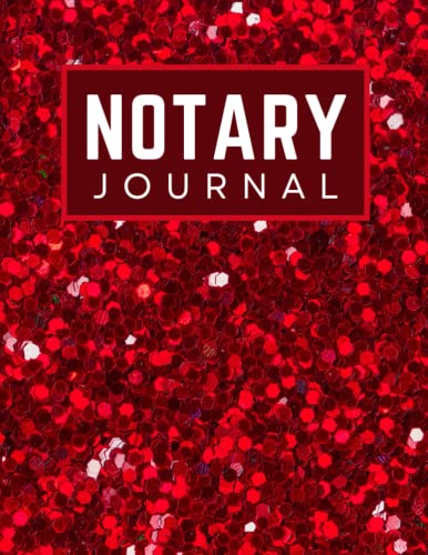 Notary Journal: 8.5x11 Large Notarial Logbook / With 200 Numbered Pages - Two Records Logs Per Page / 400 Records / Modern Red Faux Glitter Look - Art Pattern / Ledger Book Gift For Signing Agents