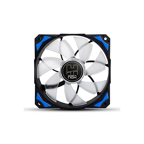 Nox Hummer H-FAN -NXHUMMERF120LB- Ventilador para Caja PC 120mm, LEDs brillantes, 7 aspas traslúcidas, rodamientos hidráulicos, esquinas soporte goma, color azul - negro