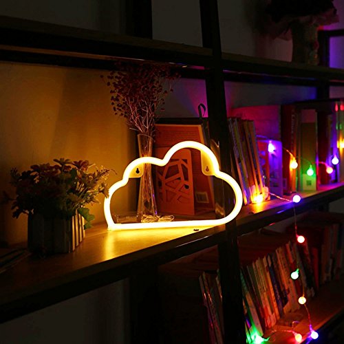 Nube de neón signos USB o con pilas luces de arte decorativo para regalo del día de San Valentín/La Habitación de los niños/Fiesta de cumpleaños/vacaciones/decoración de la boda (blanco cálido)