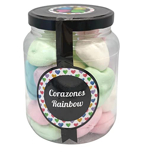 Nubes Chuches Marshmallows Rainbow Con Forma De Corazón- Tarro con Tapa De 405 Gramos